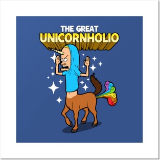 Funny Unicorn Farting Rainbow Retro 90's Cartoon Posters and Art